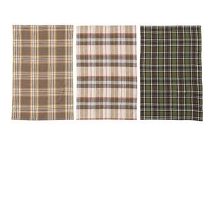 Creative Co-Op Plaid Cotton Kitchen Towels Earth Tones Set of 3 Farmhouse